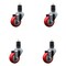 Service Caster 3'' Red Poly Wheel Swivel 1-5/8'' Expanding Stem Caster Set, 4PK SCC-EX20S314-PPUB-RED-158-4 - alternate 1